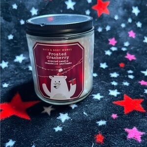 Bath & Body Works Frosted Cranberry Candle - Red and White